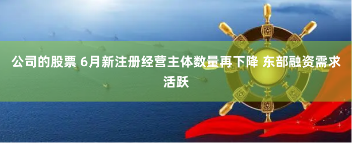 公司的股票 6月新注册经营主体数量再下降 东部融资需求活跃